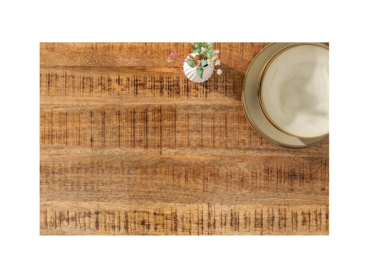 Table de salle à manger LODEN – Bois massif de manguier verni – 240 cm – Style industriel