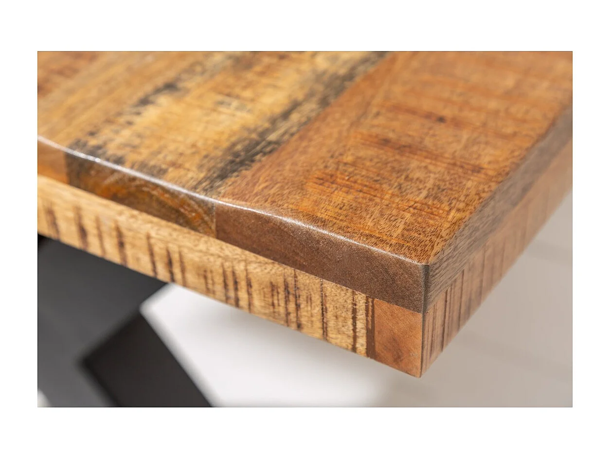 Table de salle à manger LODEN – Bois massif de manguier verni – 240 cm – Style industriel