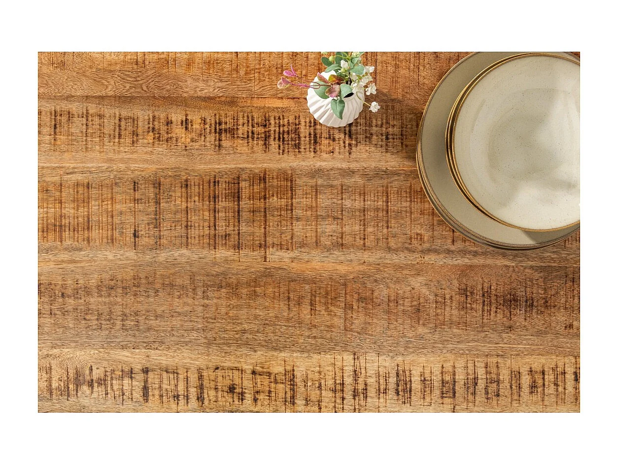 Table de salle à manger LODEN – Bois massif de manguier verni – 240 cm – Style industriel