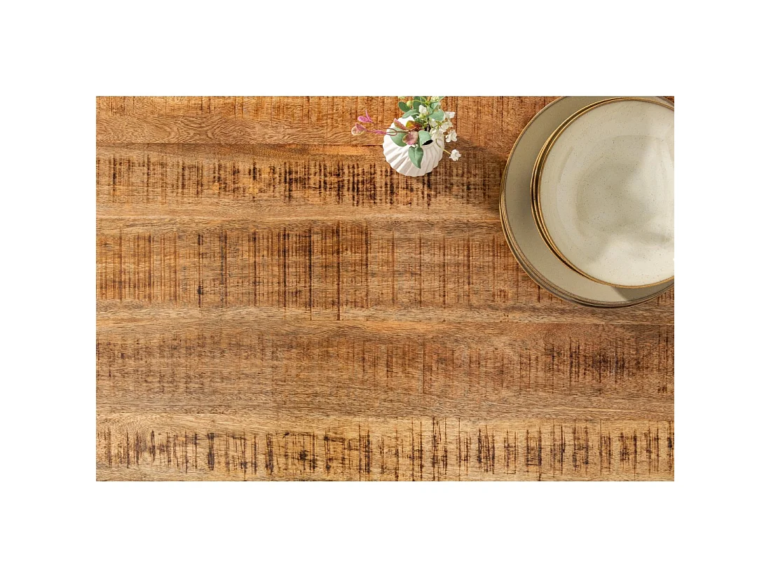 Eettafel LODEN - Massief gelakt mangohout - 240 cm - Industriële stijl