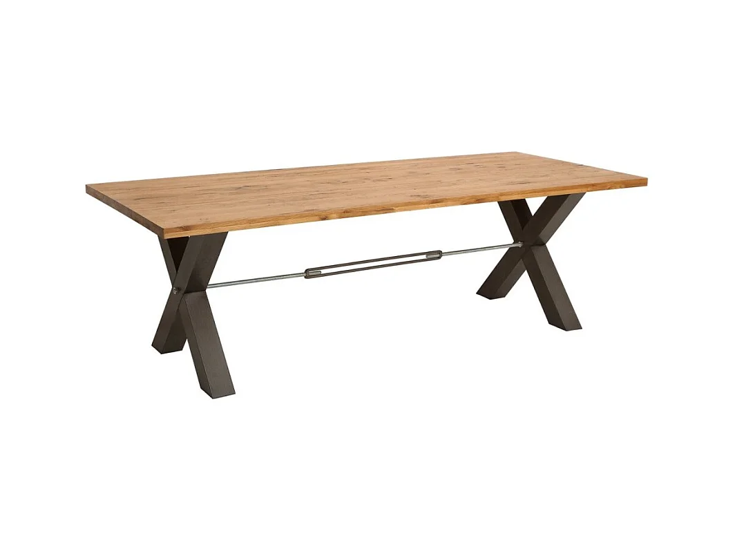 Table de salle à manger CAVARA – Chêne sauvage et métal noir – 200 cm – Style industriel