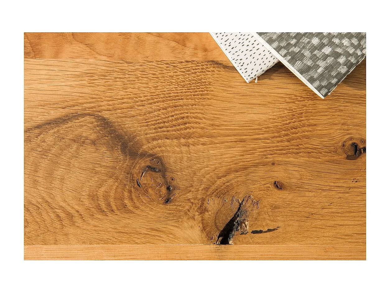 Table de salle à manger CAVARA – Chêne sauvage et métal noir – 200 cm – Style industriel