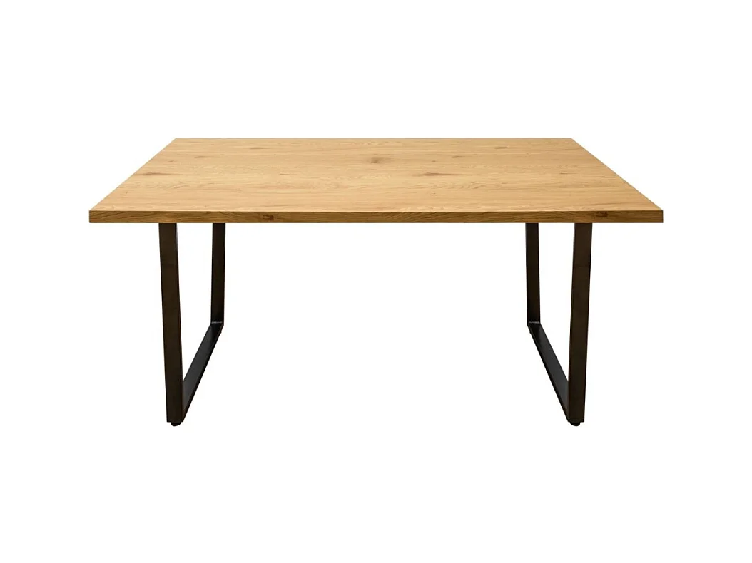 Table de salle à manger MERAX – aspect chêne clair et noir – 160 cm – Style industriel