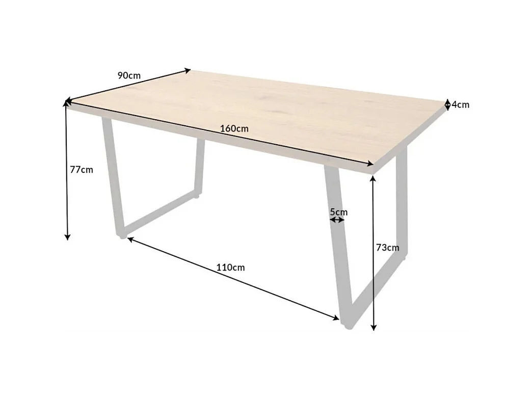Table de salle à manger MERAX – aspect chêne clair et noir – 160 cm – Style industriel