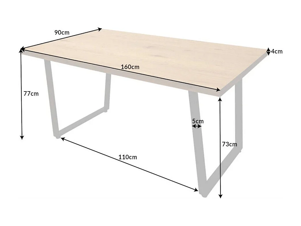 Table de salle à manger MERAX – aspect chêne clair et noir – 160 cm – Style industriel