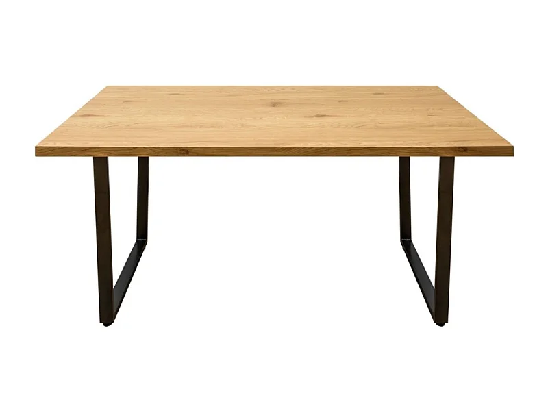 Table de salle à manger MERAX – aspect chêne clair et noir – 160 cm – Style industriel