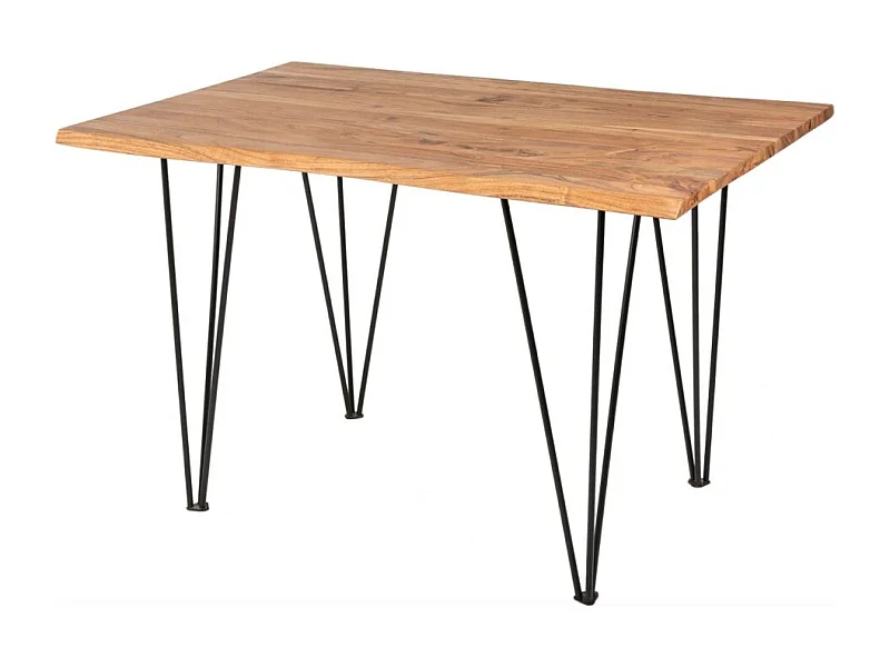 Table de salle à manger ARKAYA – 120 cm – Bois massif d'acacia verni et métal – Style industriel