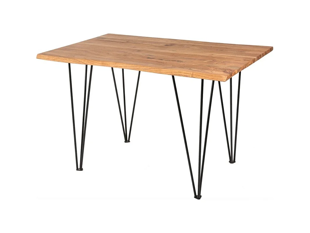 Table de salle à manger ARKAYA – 120 cm – Bois massif d'acacia verni et métal – Style industriel
