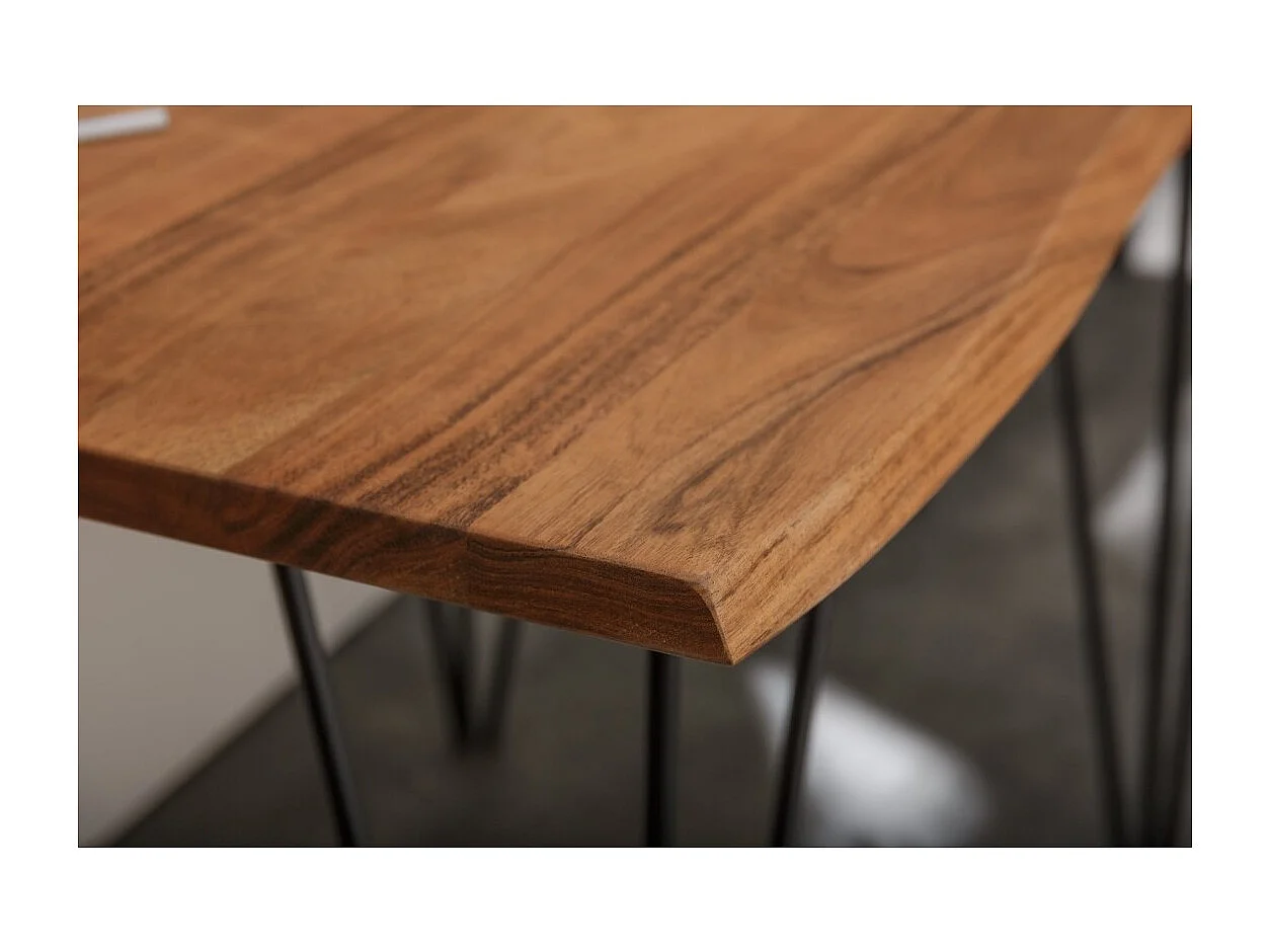 Table de salle à manger ARKAYA – 120 cm – Bois massif d'acacia verni et métal – Style industriel