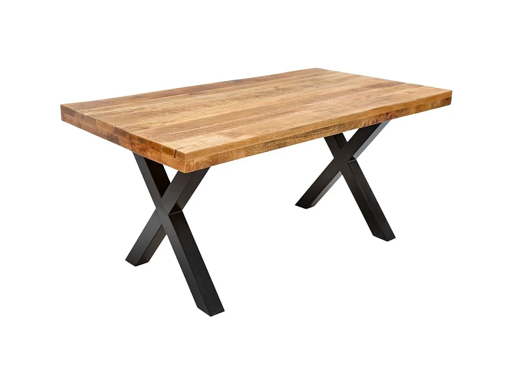 Table de salle à manger LODEN – Bois massif de manguier verni – 160 cm – Style industriel