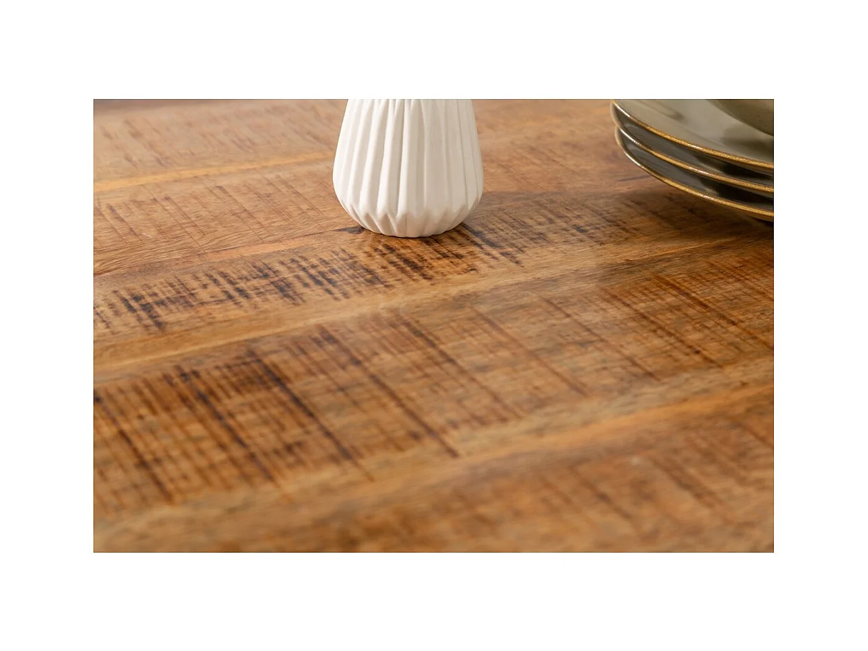 Table de salle à manger LODEN – Bois massif de manguier verni – 160 cm – Style industriel