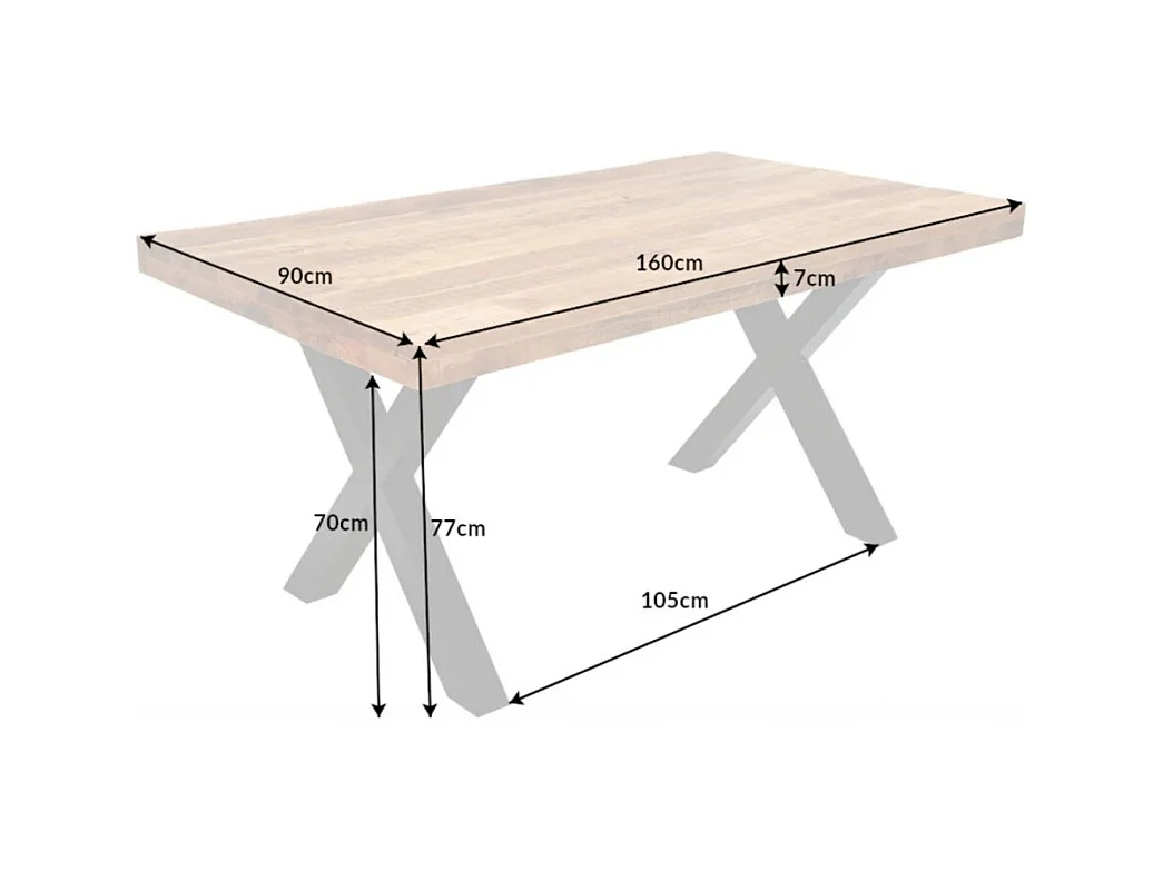 Table de salle à manger LODEN – Bois massif de manguier verni – 160 cm – Style industriel