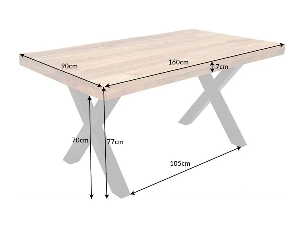 Table de salle à manger LODEN – Bois massif de manguier verni – 160 cm – Style industriel