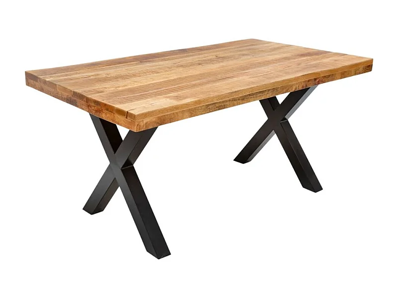 Table de salle à manger LODEN – Bois massif de manguier verni – 160 cm – Style industriel