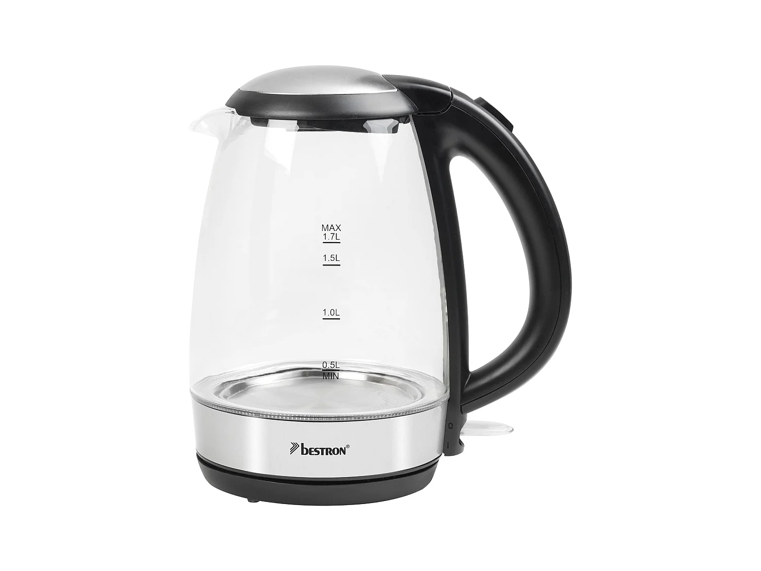 Bestron Bouilloire sans fil 1,7l 2200w en verre/inox - awk780g