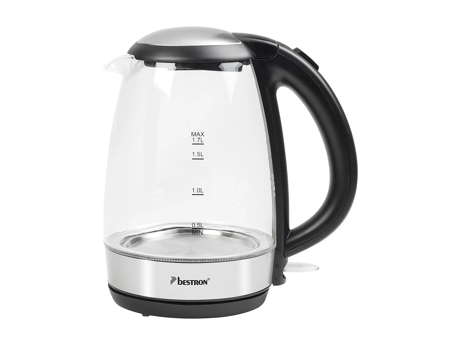 Bestron Bouilloire sans fil 1,7l 2200w en verre/inox - awk780g