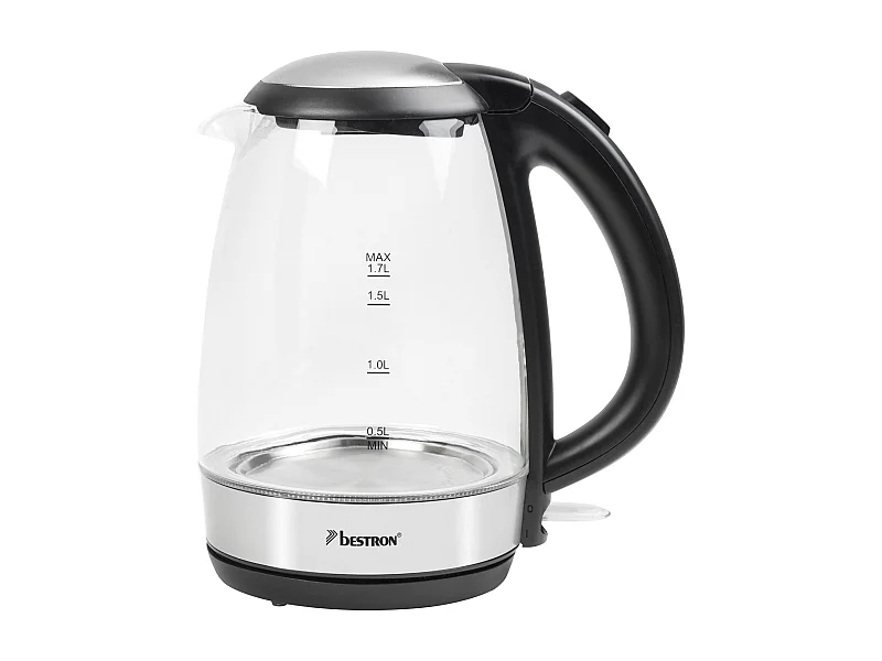 Bestron Bouilloire sans fil 1,7l 2200w en verre/inox - awk780g