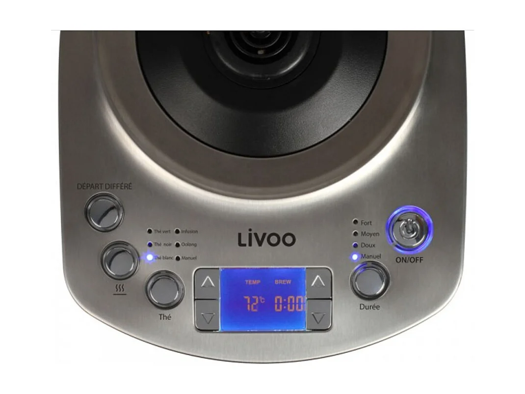 Livoo Bouilloire sans fil 1.7l 2000w verre/gris - DOD209