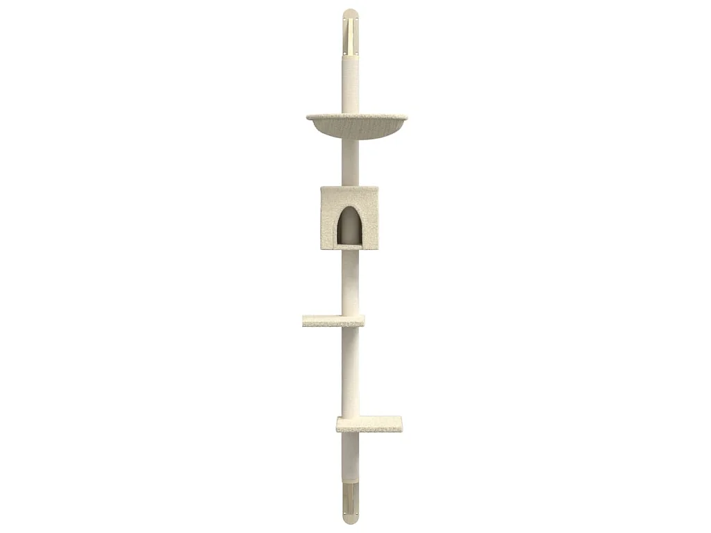Arbre à chat mural avec griffoir crème 187 cm