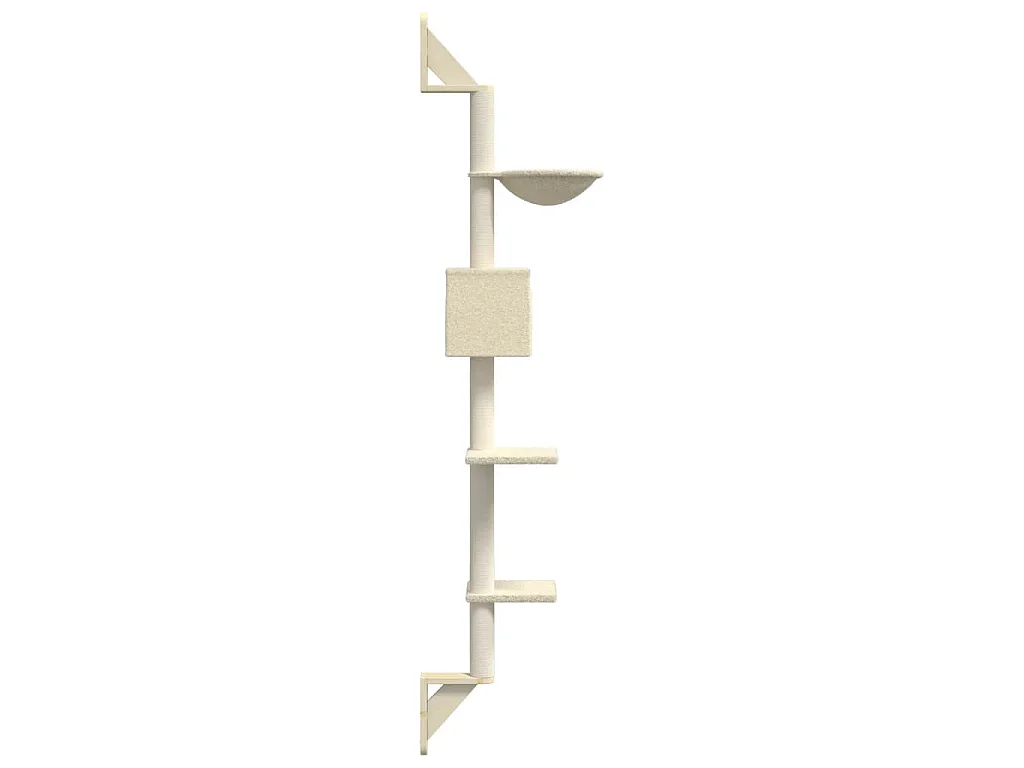 Arbre à chat mural avec griffoir crème 187 cm