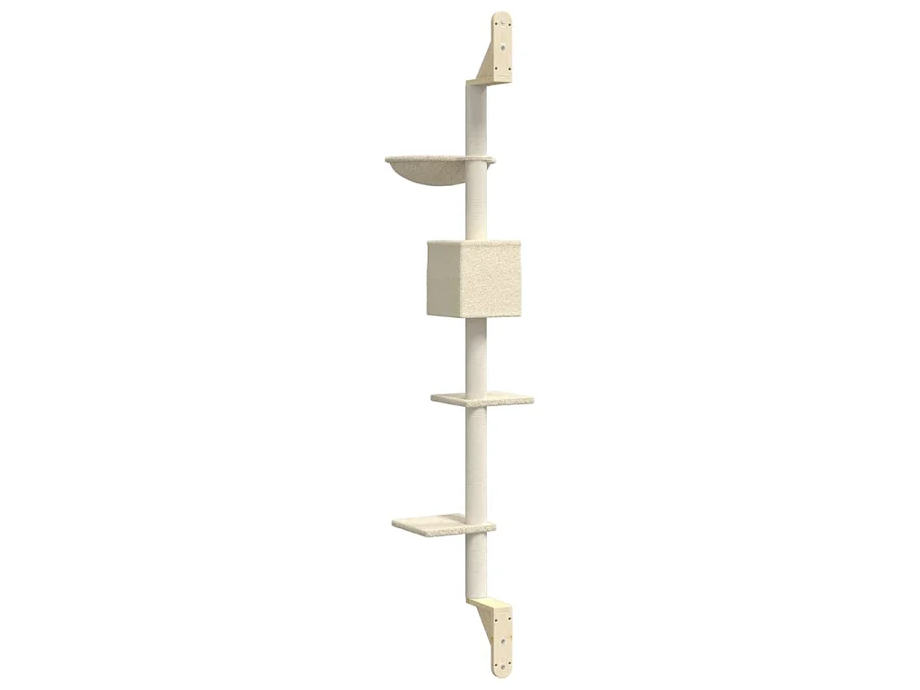 Arbre à chat mural avec griffoir crème 187 cm