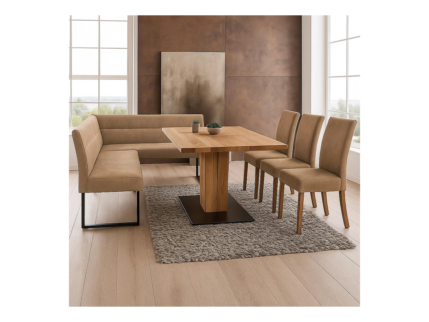 Ławka narożna MCW-O81,  jasnobrązowa