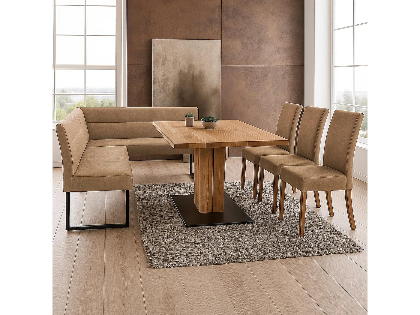 Ławka narożna MCW-O81,  jasnobrązowa