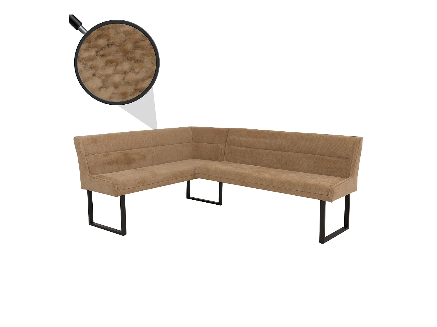 Panca angolare MCW-O81, sala da pranzo, stoffa ciniglia/tessuto Öko-Tex (310 g/m²) metallo 159 x 210 cm ~ marrone chiaro