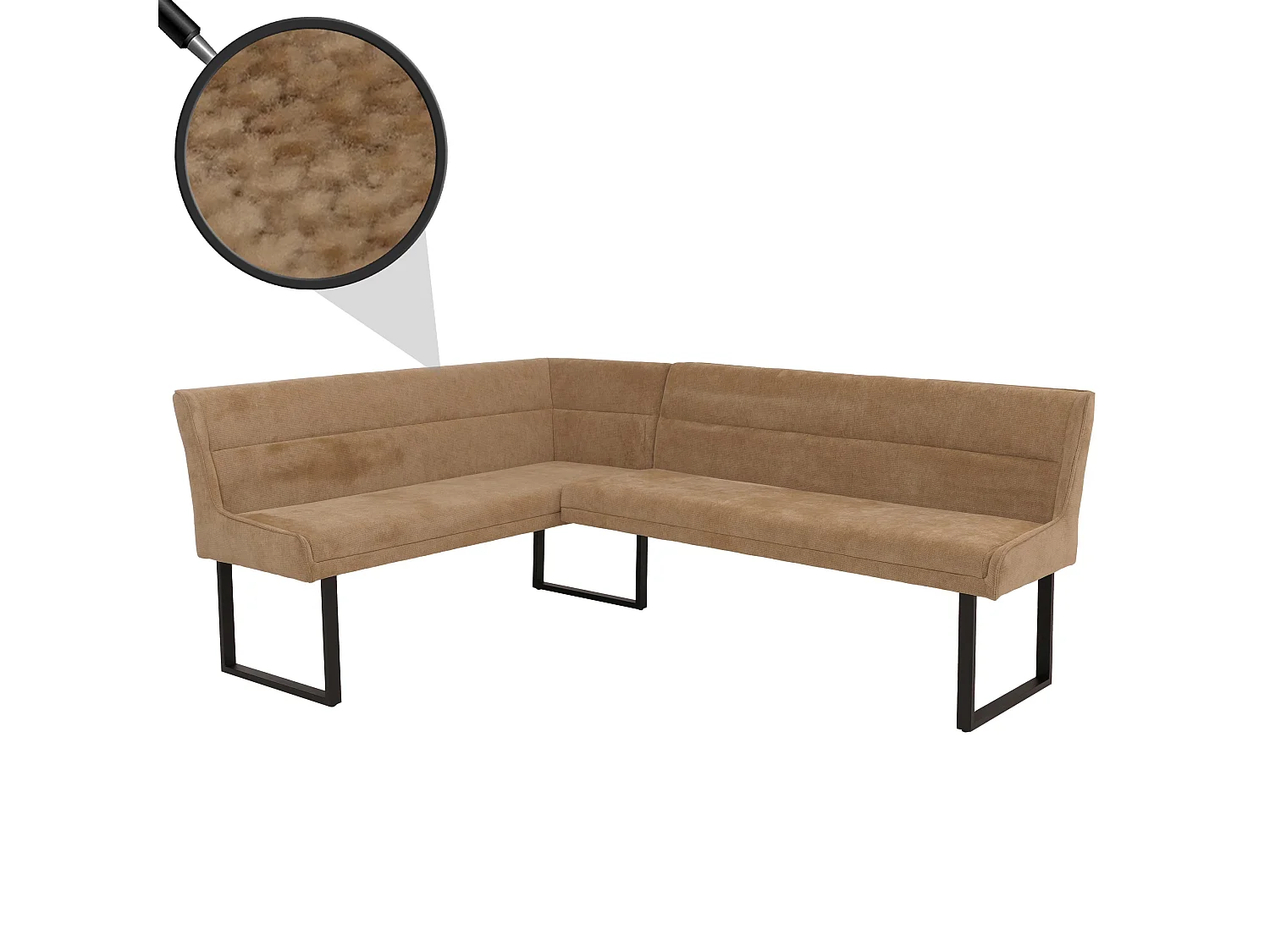 Panca angolare MCW-O81, sala da pranzo, stoffa ciniglia/tessuto Öko-Tex (310 g/m²) metallo 159 x 210 cm ~ marrone chiaro