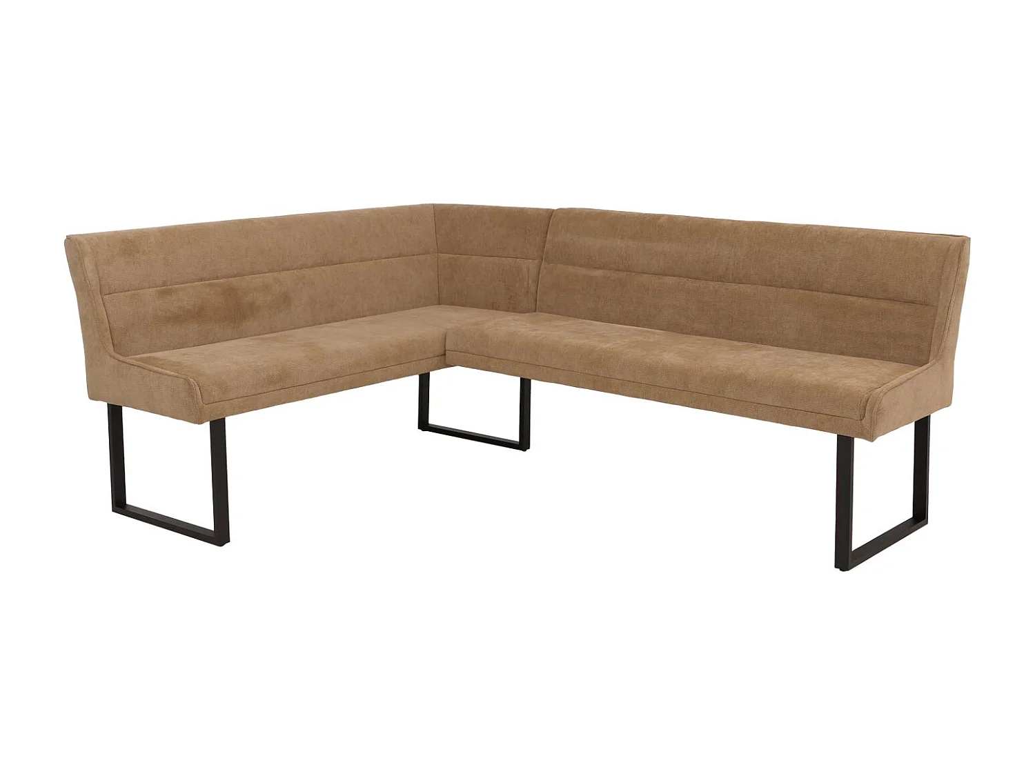 Panca angolare MCW-O81, sala da pranzo, stoffa ciniglia/tessuto Öko-Tex (310 g/m²) metallo 159 x 210 cm ~ marrone chiaro