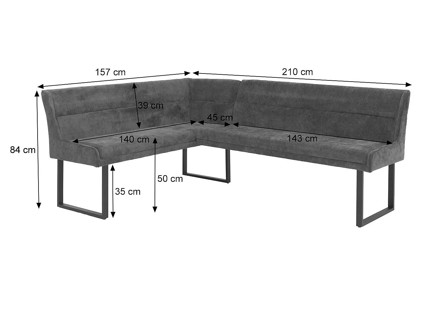 Ławka narożna MCW-O81,  jasnobrązowa