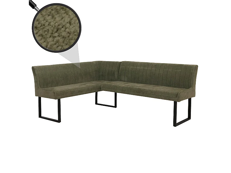 Panca angolare MCW-O82, sala da pranzo, stoffa ciniglia/tessuto ecologico (310 g/m²) metallo 159x210 cm ~ verde