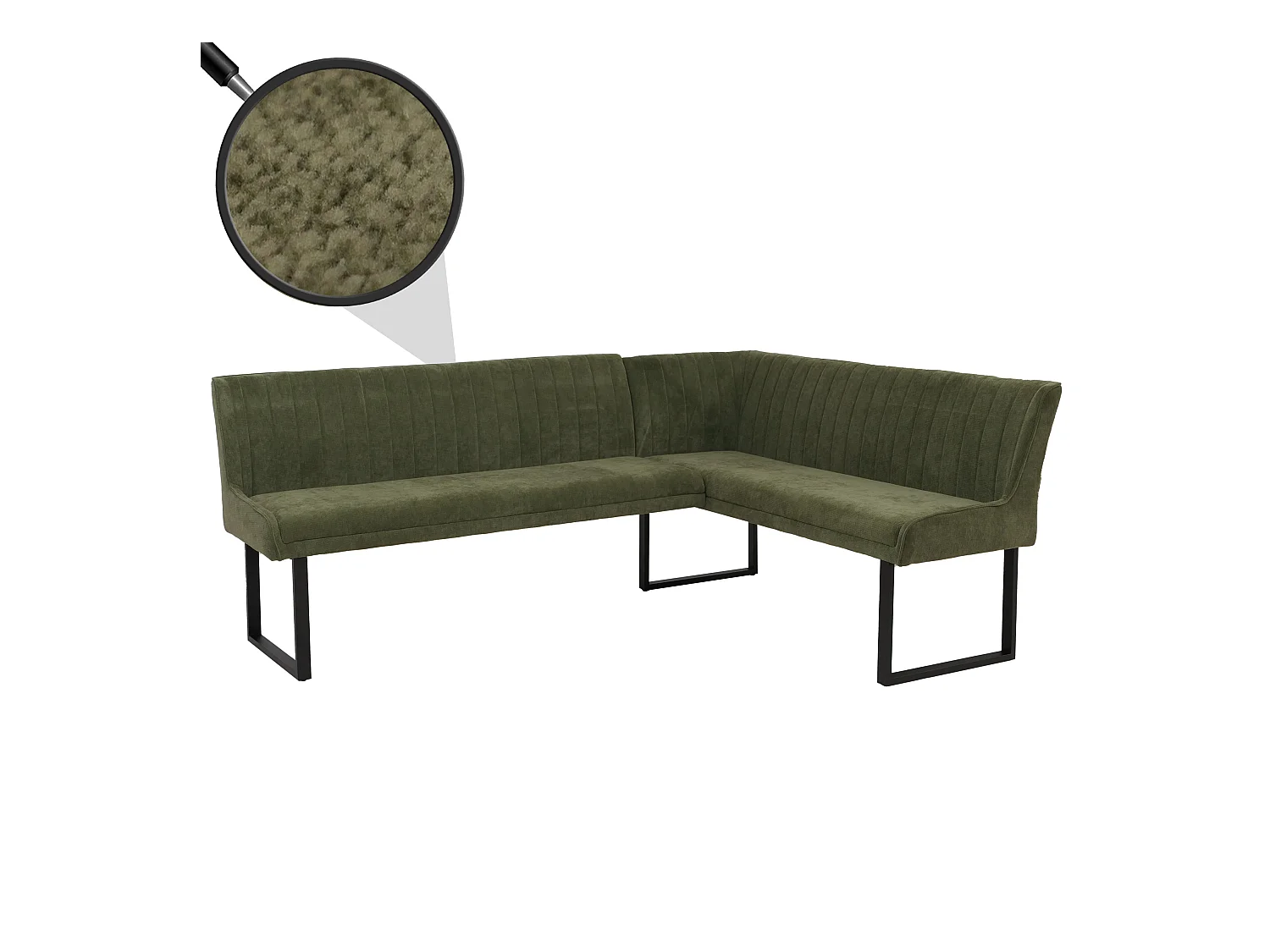 Panca angolare MCW-O82, sala da pranzo, stoffa ciniglia/tessuto ecologico (310 g/m²) metallo 159x210 cm ~ verde