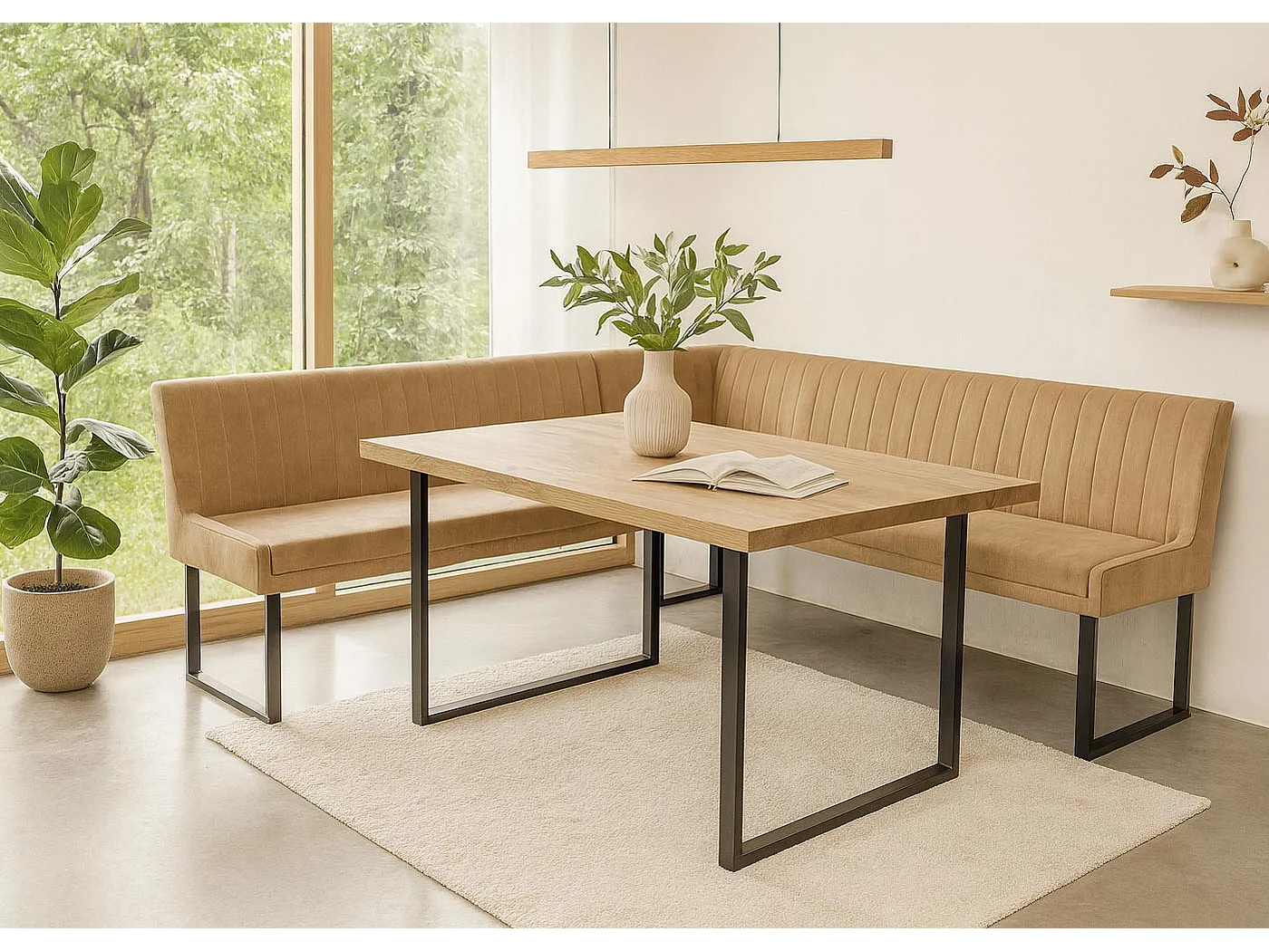 Ławka narożna MCW-O82,  jasnobrązowa