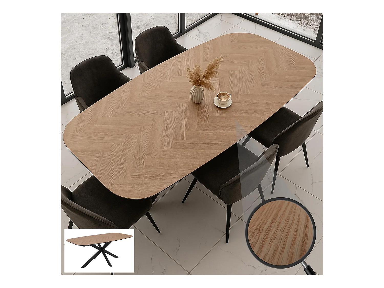 Eettafel MCW-O56,  licht eikenlook