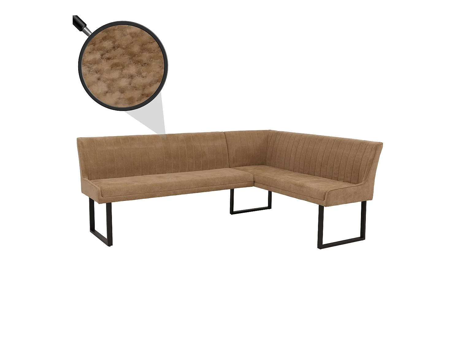 Panca angolare MCW-O82, sala da pranzo, stoffa ciniglia/tessuto ecologico (310 g/m²) metallo 159x210 cm ~ marrone chiaro