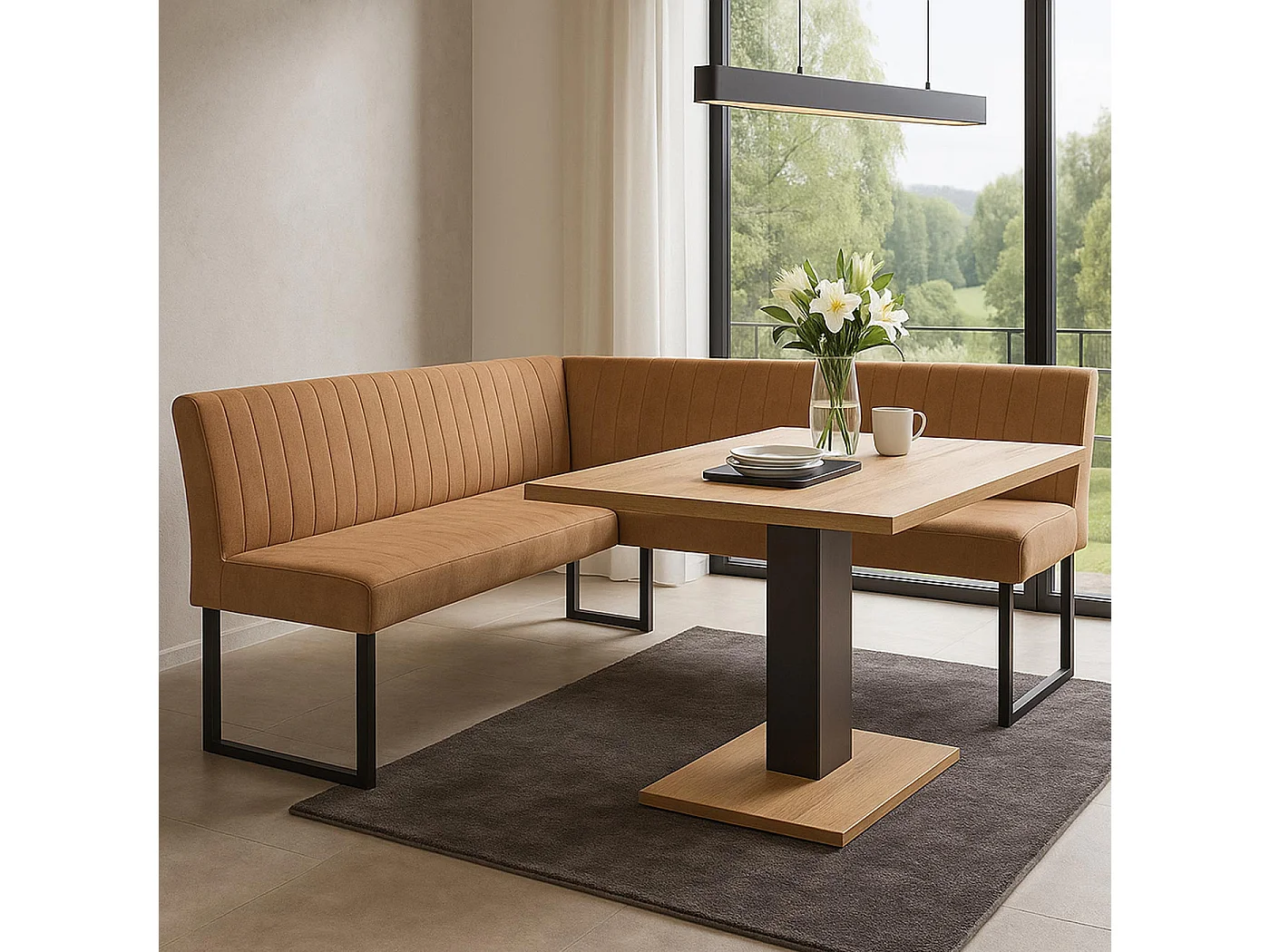 Ławka narożna MCW-O82,  jasnobrązowa