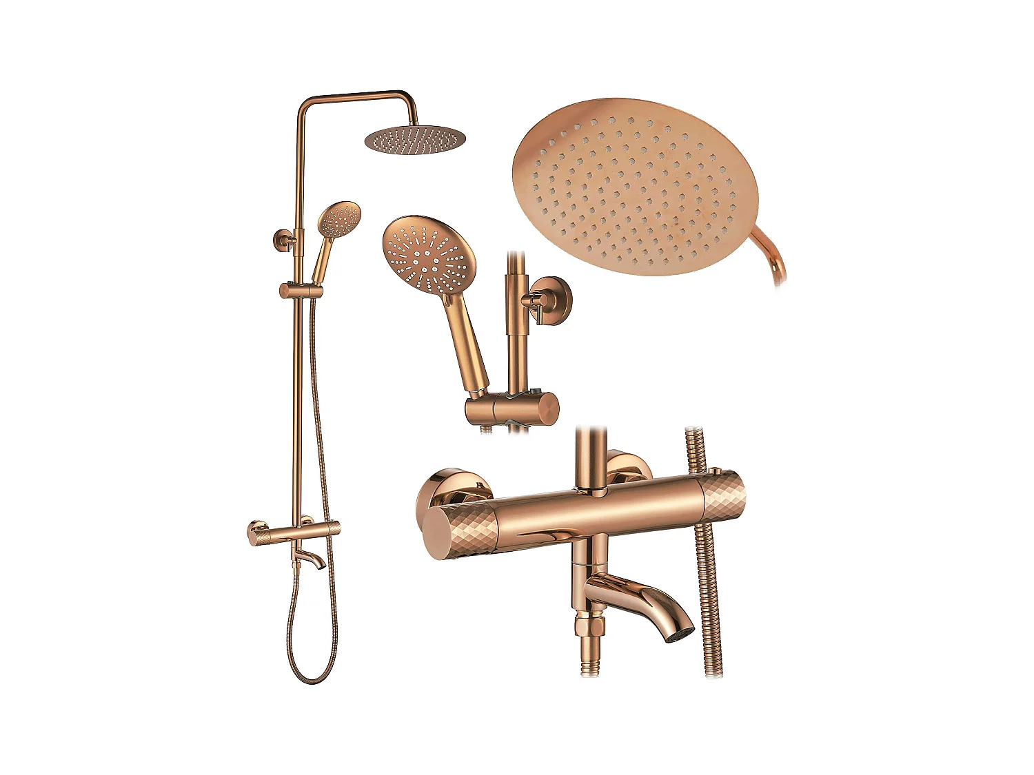 Conjunto De Chuveiro Rea Lungo Diamond Copper