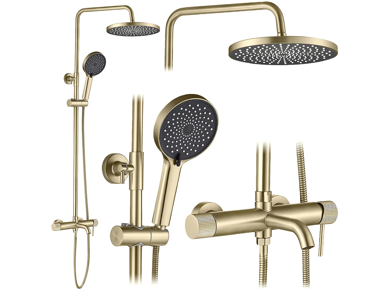 Rea shower set Lungo Stripe Brush Gold