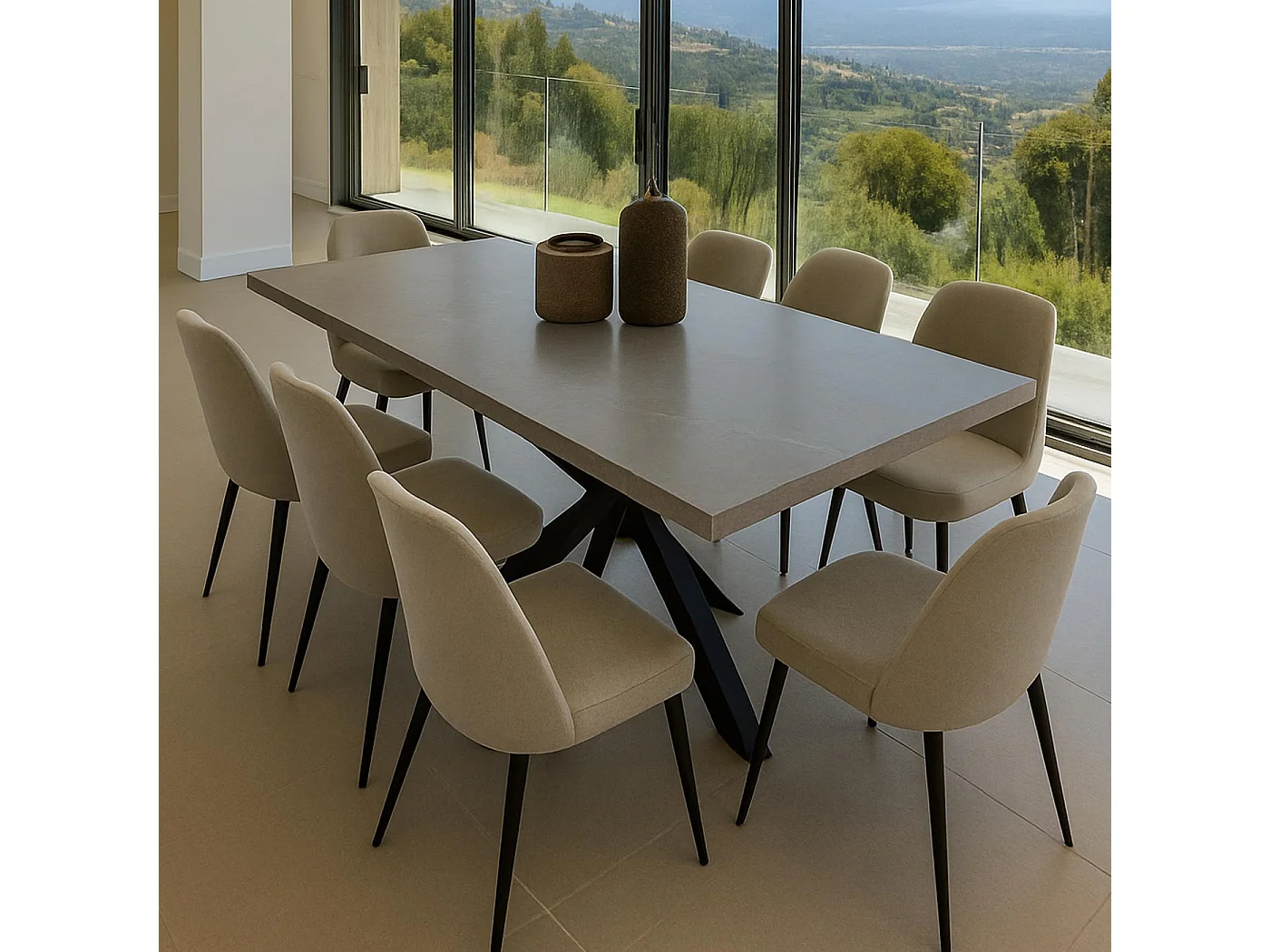 Esszimmertisch MCW-O55, Marmor-Optik grau