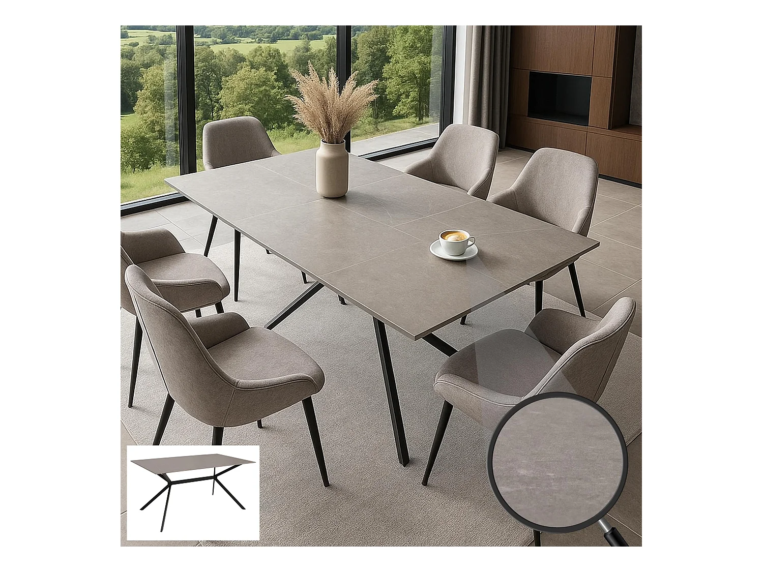 Esszimmertisch MCW-O58, Grau