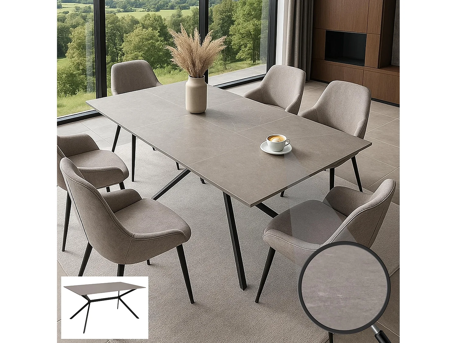 Esszimmertisch MCW-O58, Grau