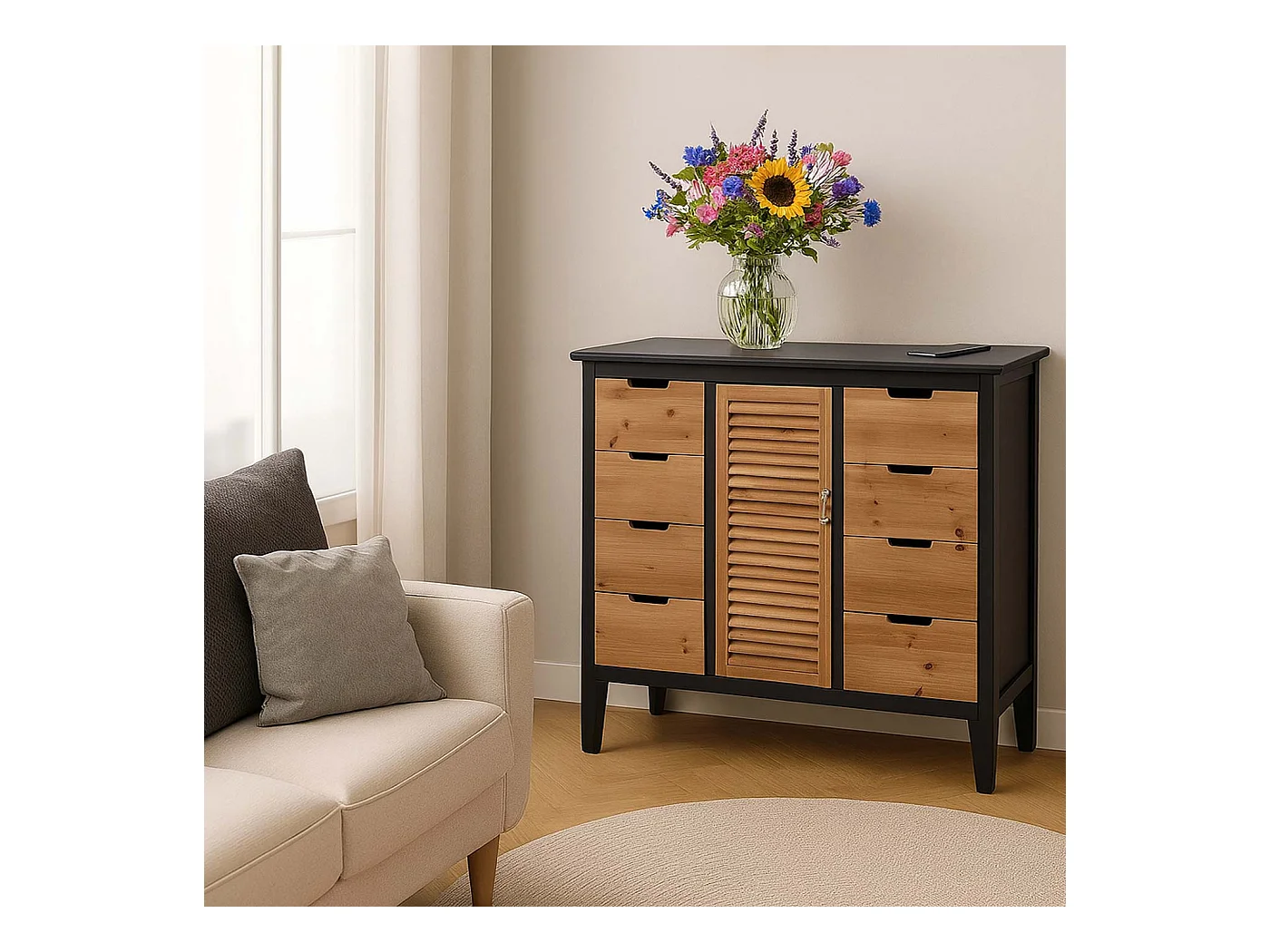 Komoda aptekarska MCW-O63,  korpus czarny