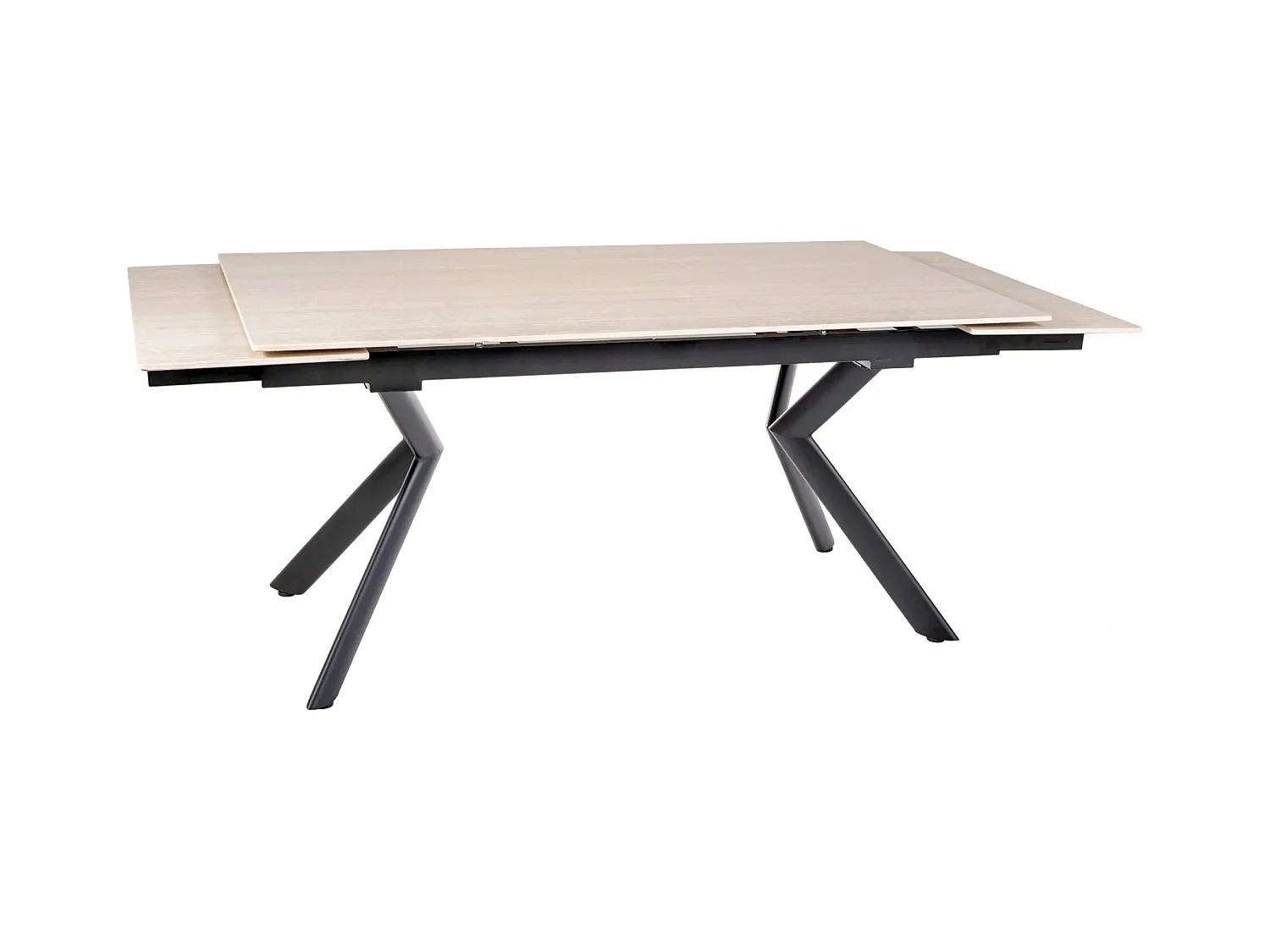 Table à manger Norton/Céramique/Métal/Extensible/Noir et Beige
