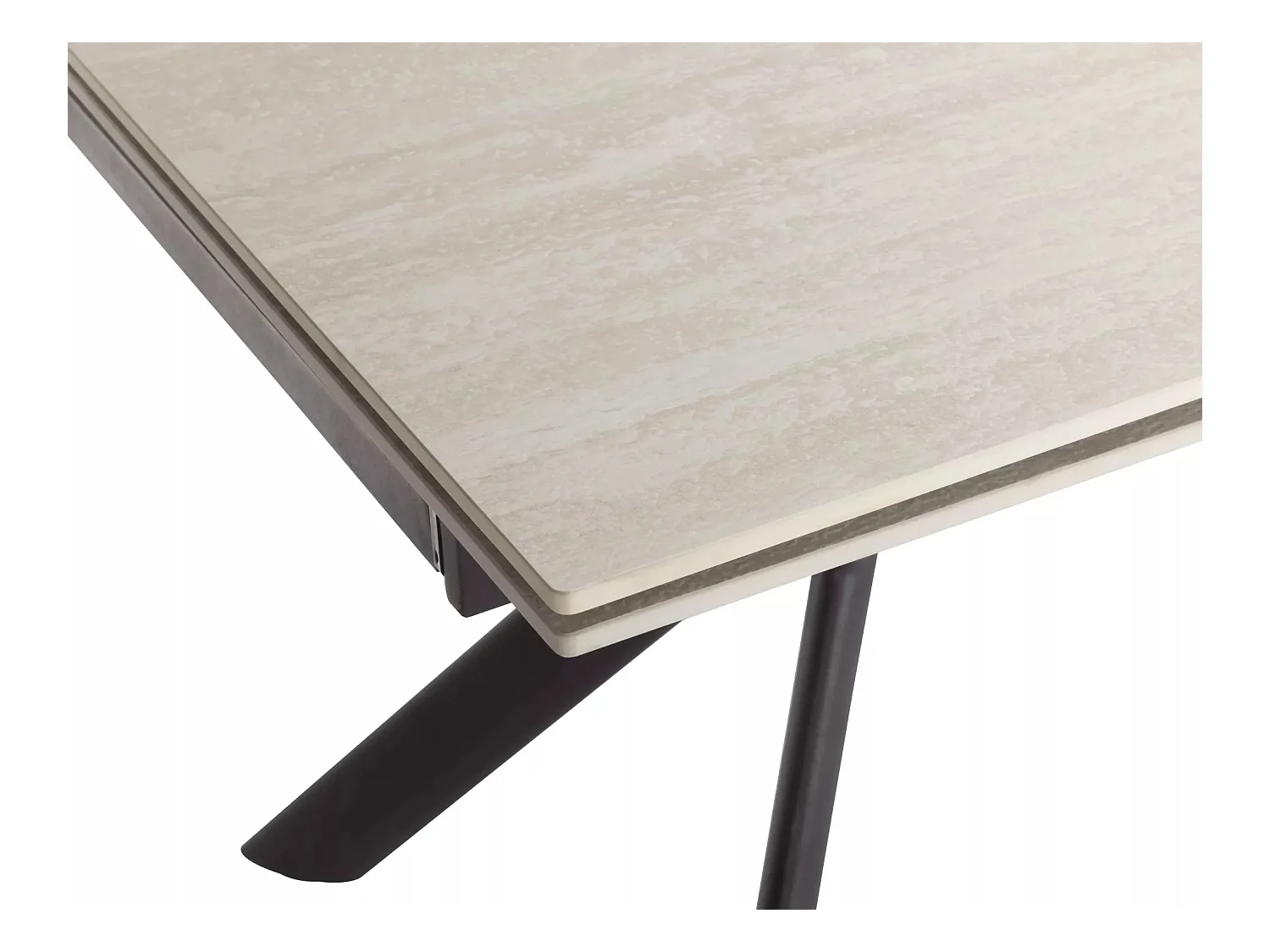 Table à manger Norton/Céramique/Métal/Extensible/Noir et Beige
