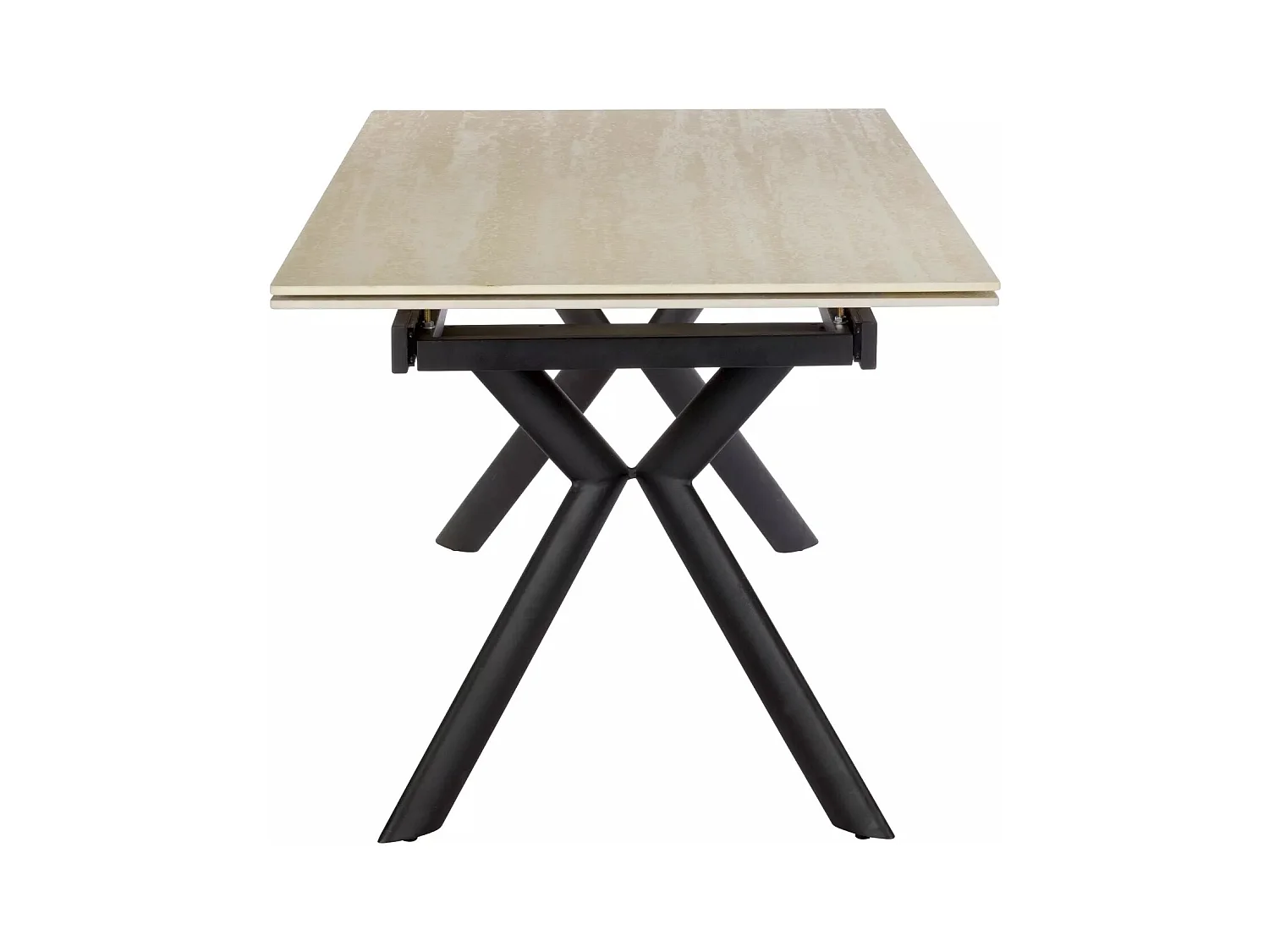 Table à manger Norton/Céramique/Métal/Extensible/Noir et Beige