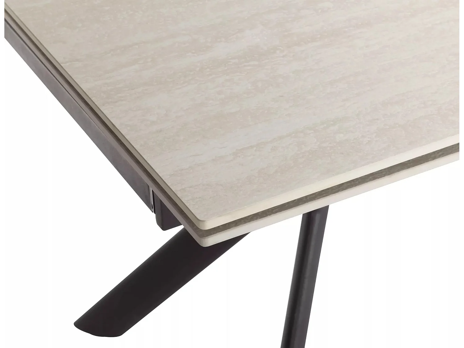Table à manger Norton/Céramique/Métal/Extensible/Noir et Beige