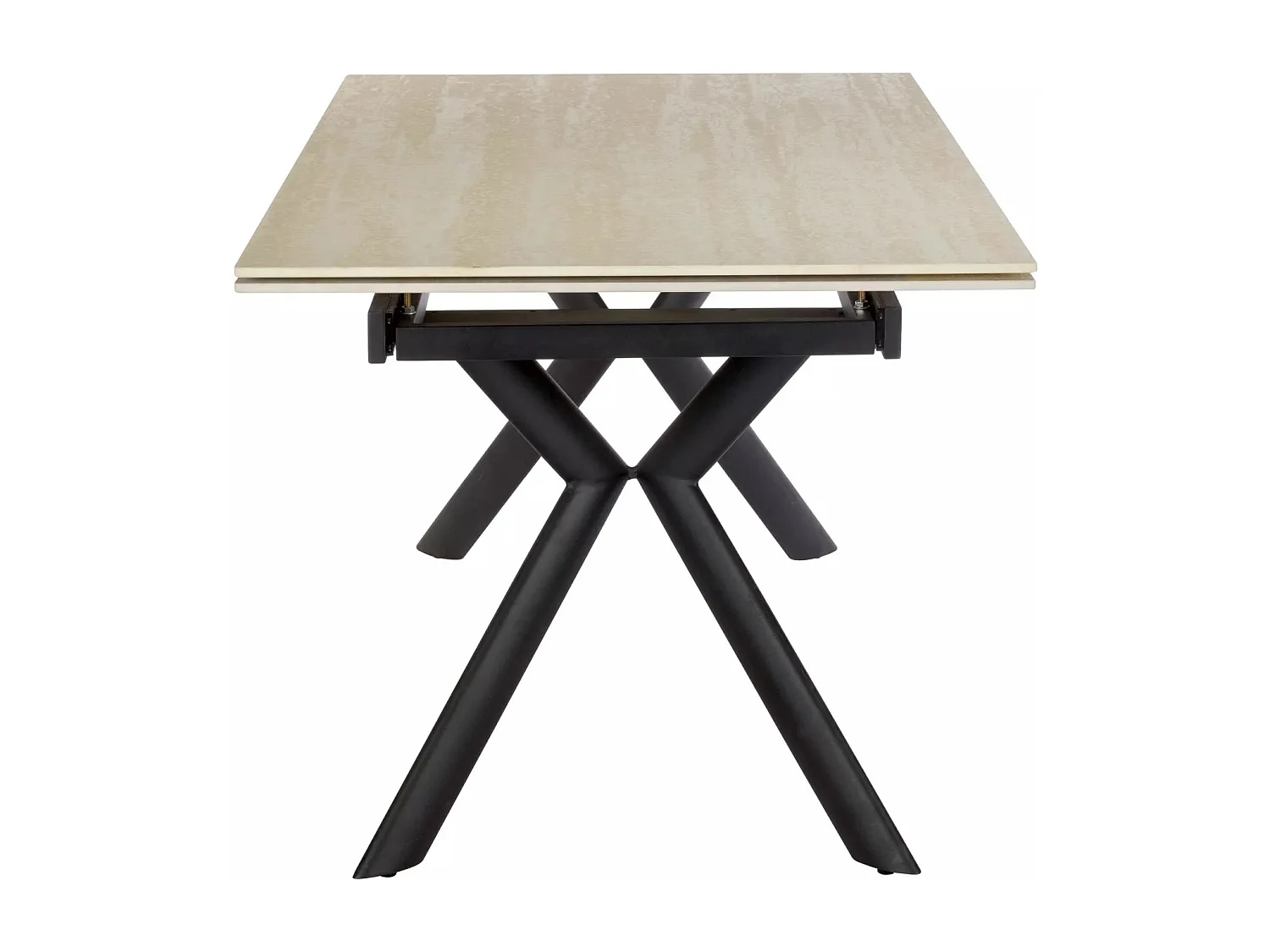 Table à manger Norton/Céramique/Métal/Extensible/Noir et Beige