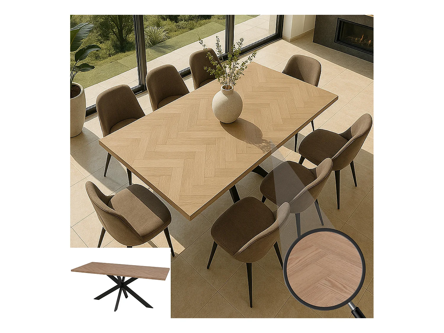 Esszimmertisch MCW-O55, Helle Eiche-Optik