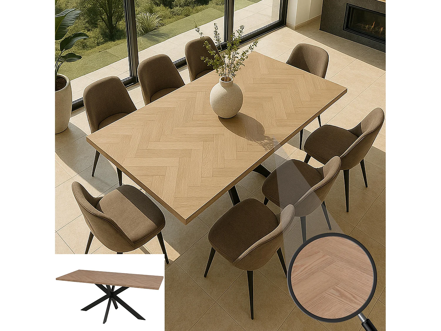 Esszimmertisch MCW-O55, Helle Eiche-Optik